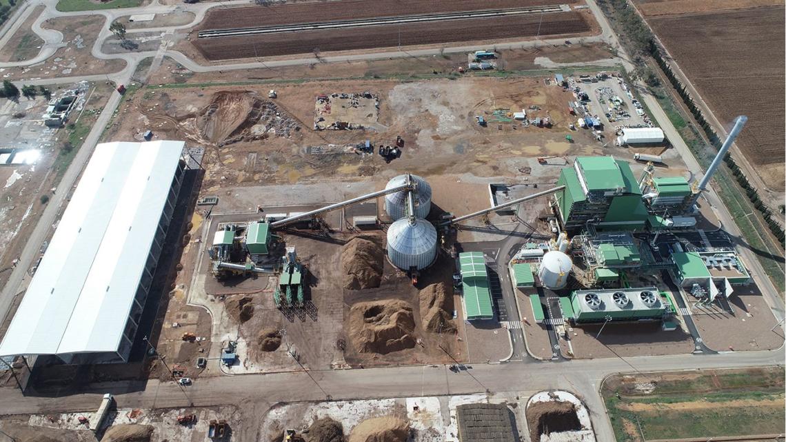 Panorámica aérea de la planta de biomasa de Puertollano.