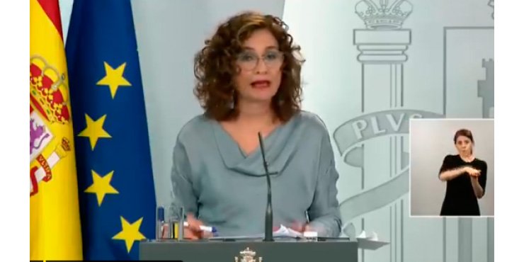 Maria Jesús Montero, portavoz del Gobierno, en la rueda de prensa ofrecida tras el Consejo de Ministros de este martes, 14 de abril.