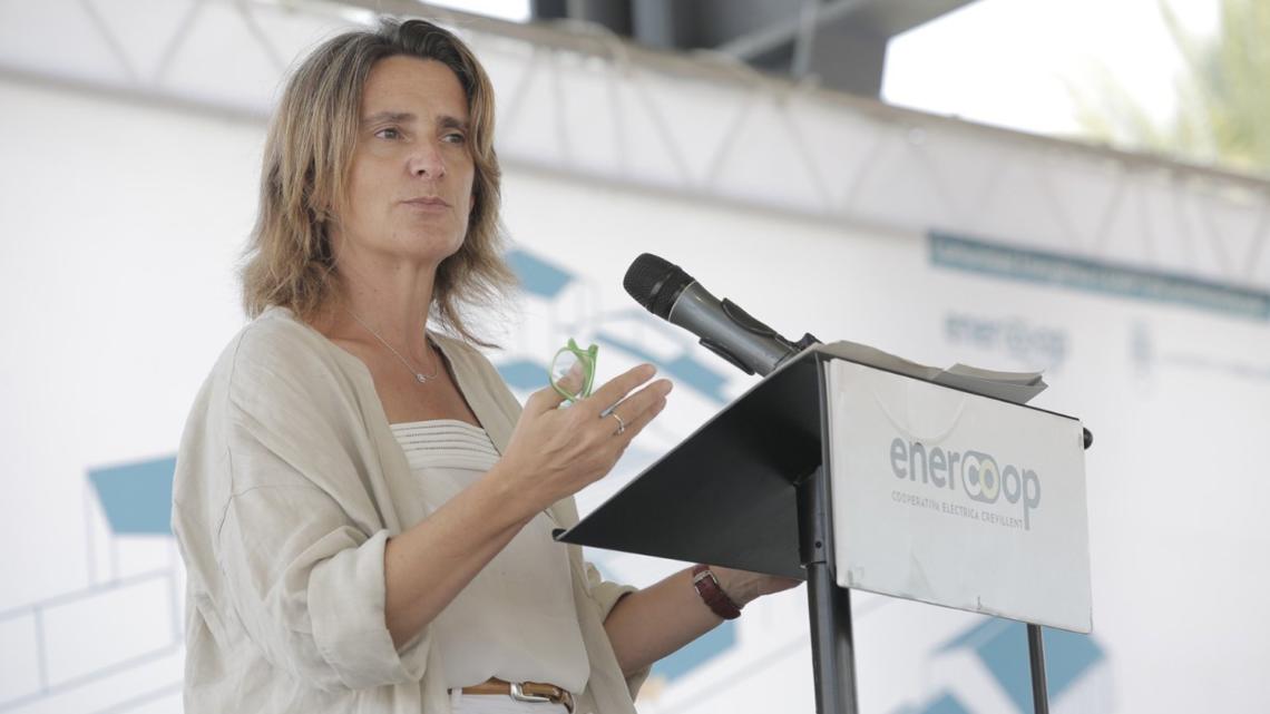 Teresa Ribera, durante el acto sobre comunidades energéticas celebrado el pasado jueves en Crevillent (Alicante).